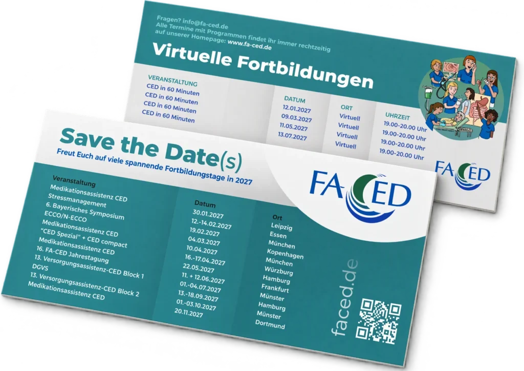 Save-the-Date-Karte 2027 der FA-CED, Vorder- und Rückseite